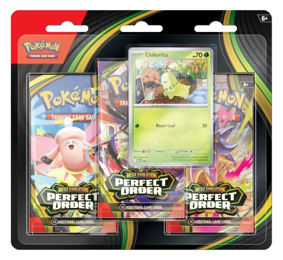 (PRE-ORDER) Pokemon TCG Mega Evolution Set 3 Perfect Order 3 Pack - Chikorita