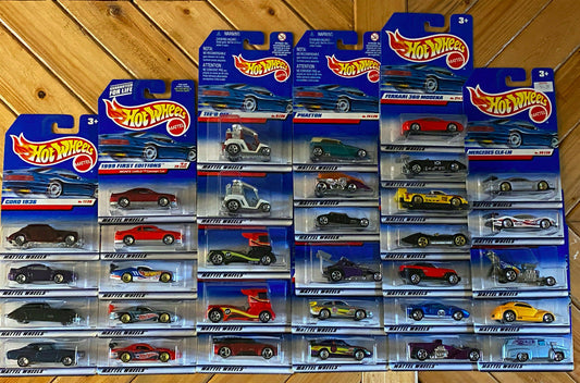 1999 Hot Wheels First Editions FULL SET 26 Cars+6 Variations International Cards