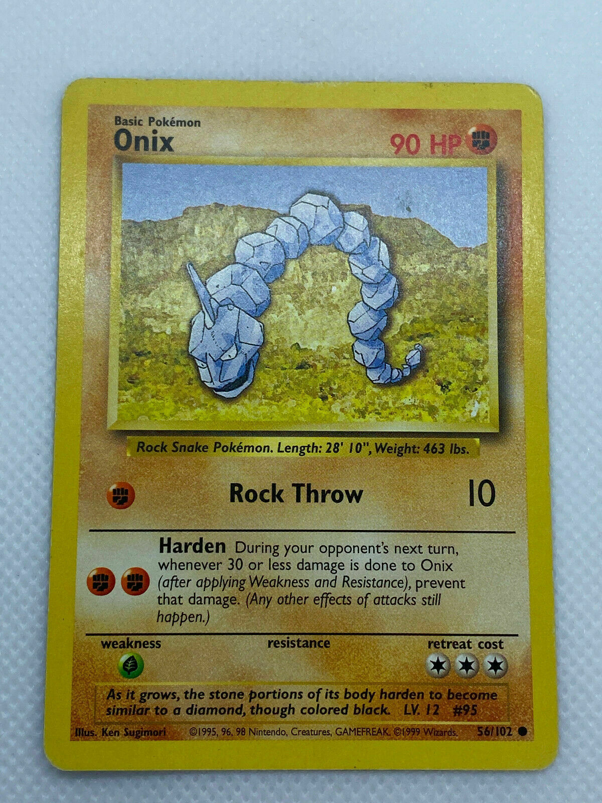 Pokémon Onix 56/102 Trading Card Basic Pokémon All Original Base Set H –  Cars N Cards