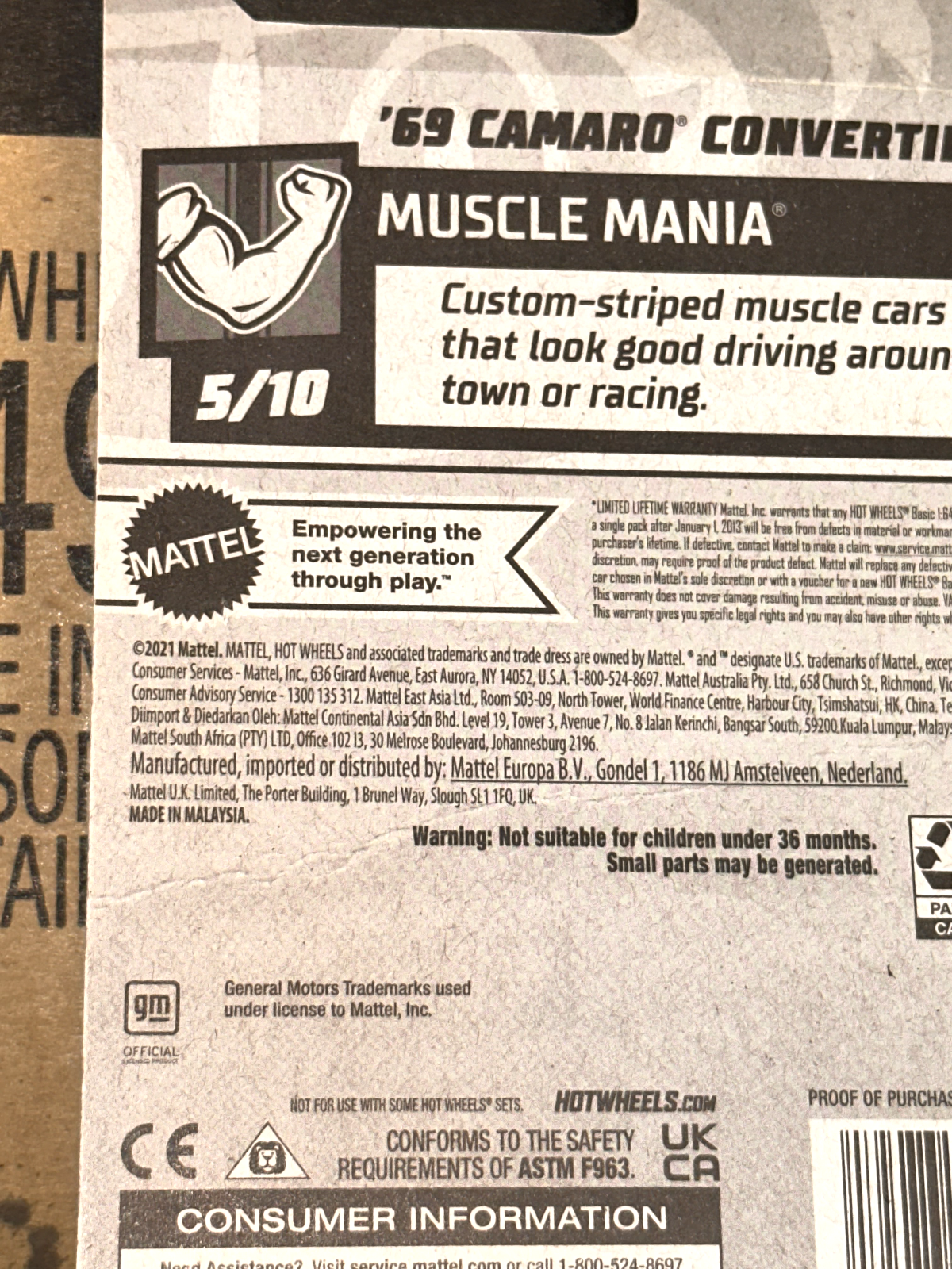 2022 Hot Wheels Muscle Mania #5/10 Zamac '69 Camaro Convertible (Card Creased)