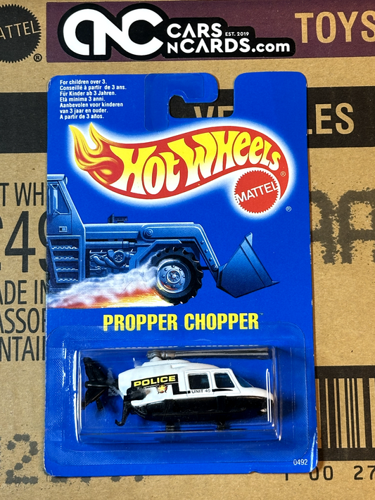 1990 Hot Wheels Blue Card Propper Chopper Police Helicopter NIP