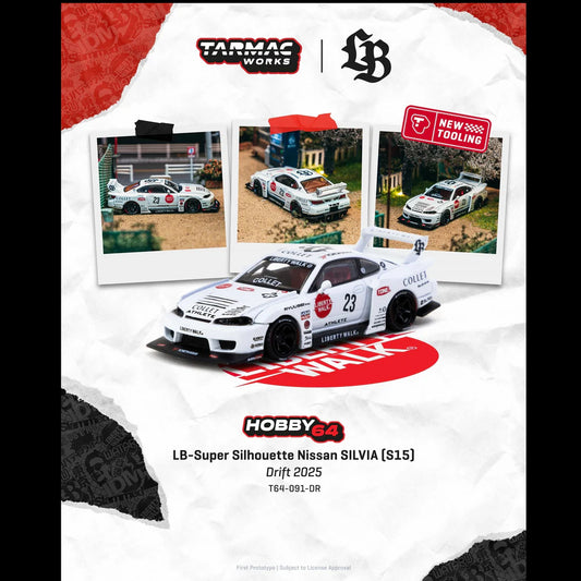 (PRE-ORDER) Tarmac Works HOBBY64 1:64 LB-Super Silhouette Nissan SILVIA (S15) Drift 2025 T64-091-DR