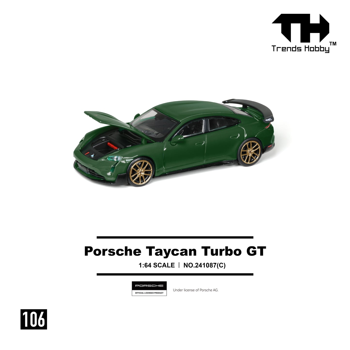 (PRE-ORDER) Trends Hobby 1:64 Porsche Taycan Turbo GT - Green 241087C