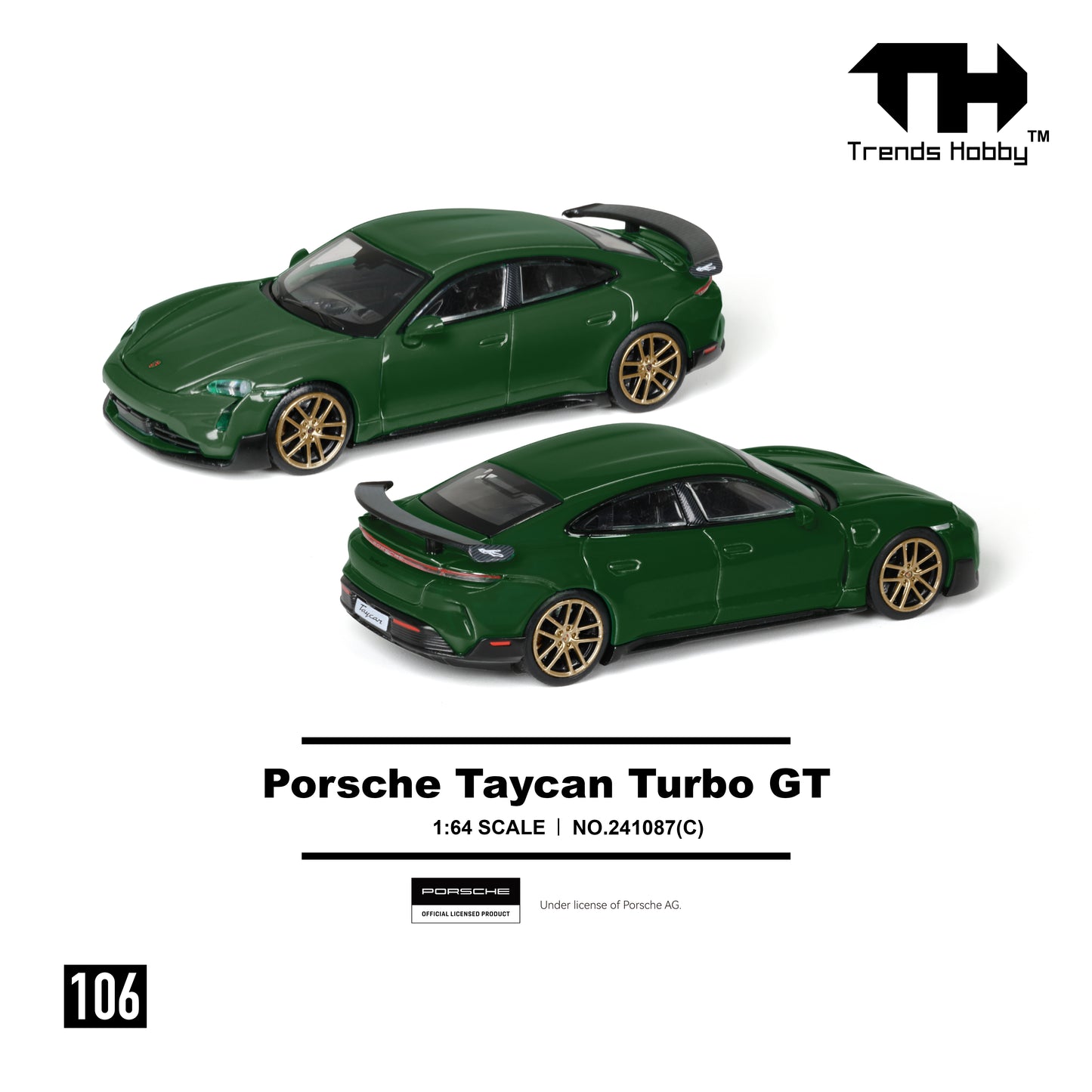 (PRE-ORDER) Trends Hobby 1:64 Porsche Taycan Turbo GT - Green 241087C