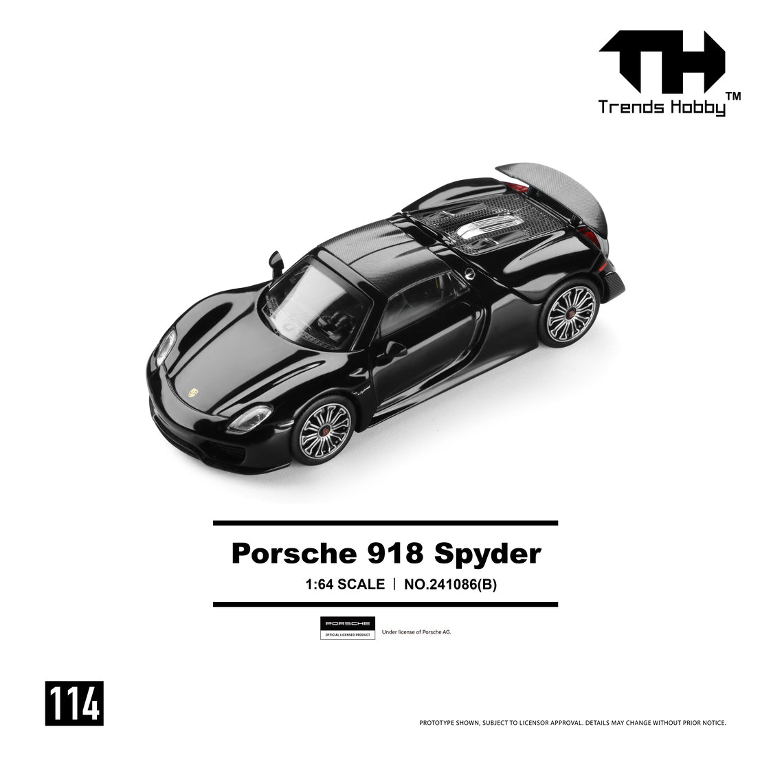 (PRE-ORDER) Trends Hobby 1:64 Porsche 918 Spyder Black 241086(B)