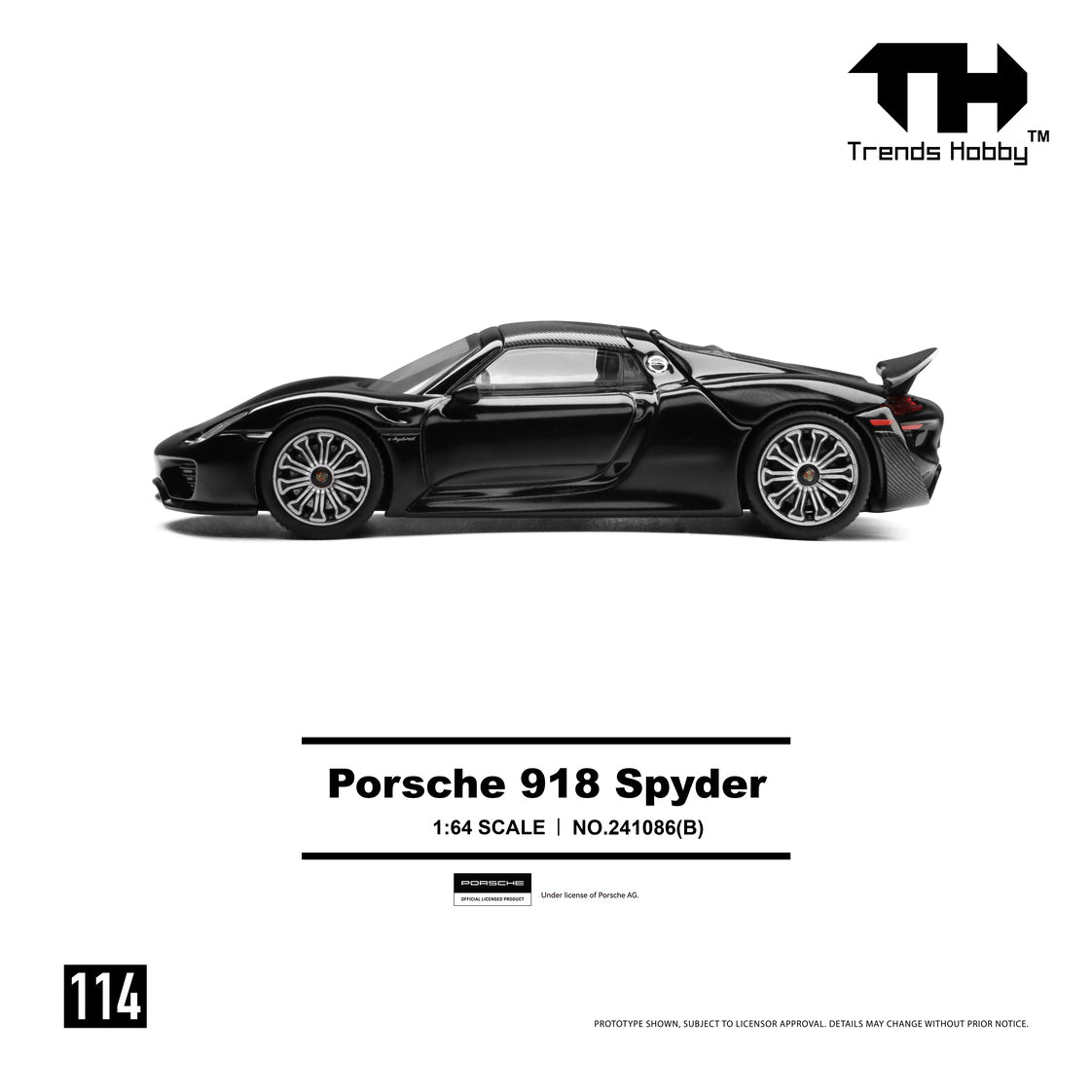(PRE-ORDER) Trends Hobby 1:64 Porsche 918 Spyder Black 241086(B)