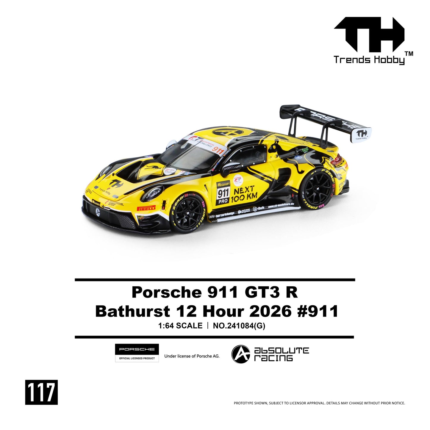 (PRE-ORDER) Trends Hobby 1:64 Porsche 911 GT3 R - B12H 2026 #911 (Paper Box) 241084(G)