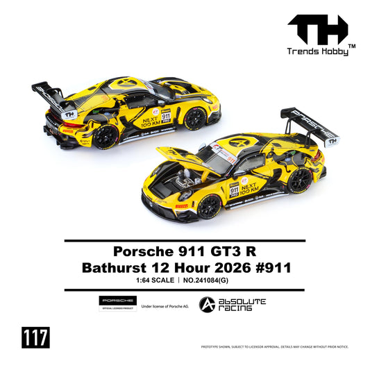 (PRE-ORDER) Trends Hobby 1:64 Porsche 911 GT3 R - B12H 2026 #911 (Paper Box) 241084(G)