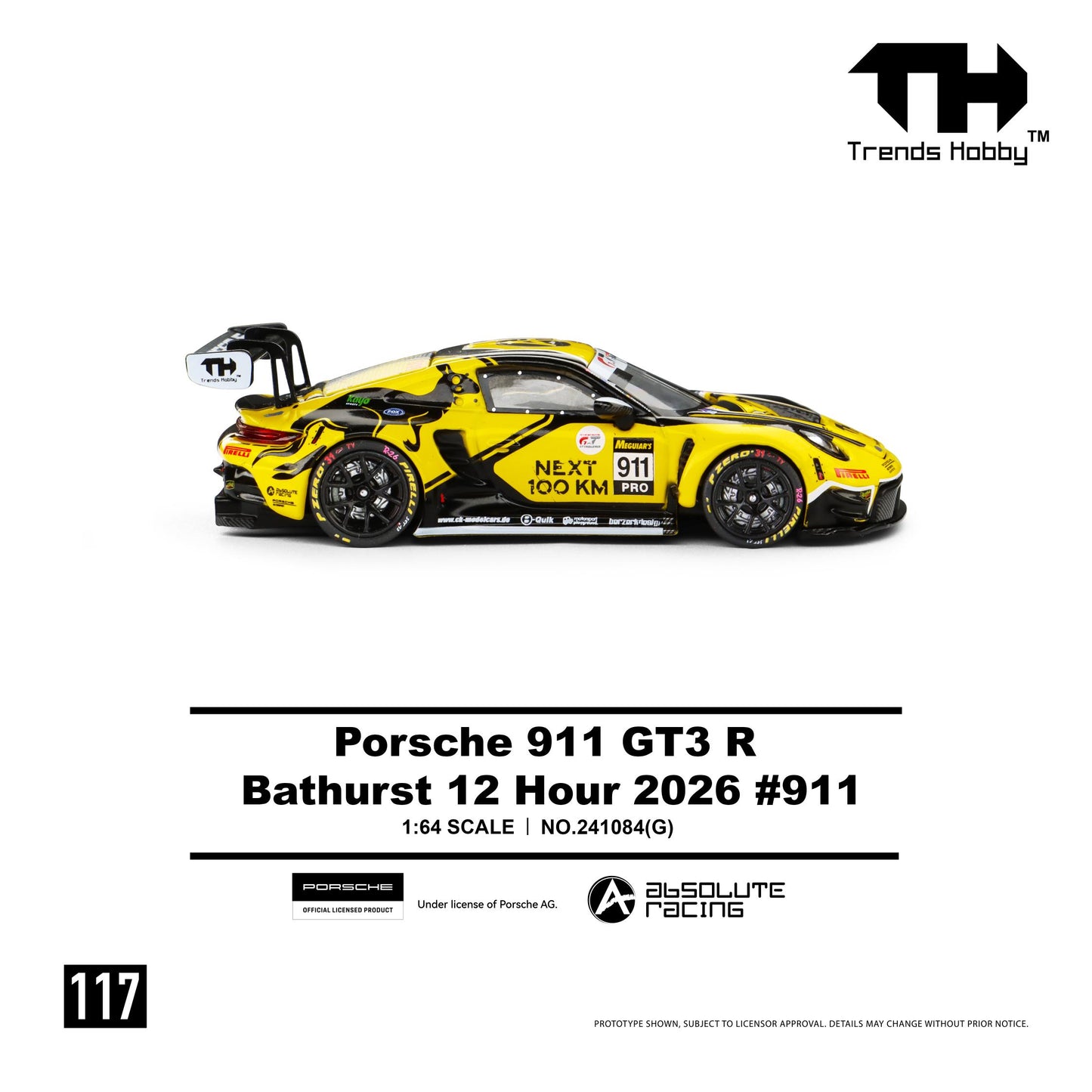 (PRE-ORDER) Trends Hobby 1:64 Porsche 911 GT3 R - B12H 2026 #911 (Paper Box) 241084(G)