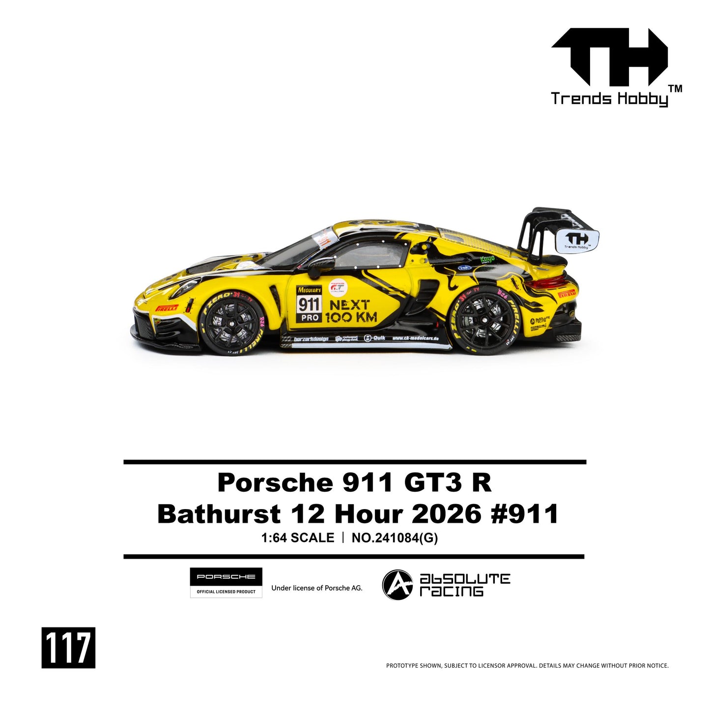 (PRE-ORDER) Trends Hobby 1:64 Porsche 911 GT3 R - B12H 2026 #911 (Paper Box) 241084(G)