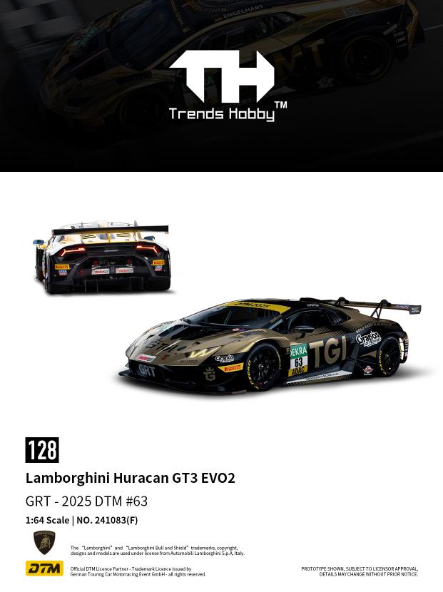 (PRE-ORDER) Trends Hobby 1:64 Lamborghini Huracan GT3 EVO2 - DTM 2025 #63 241083(F)