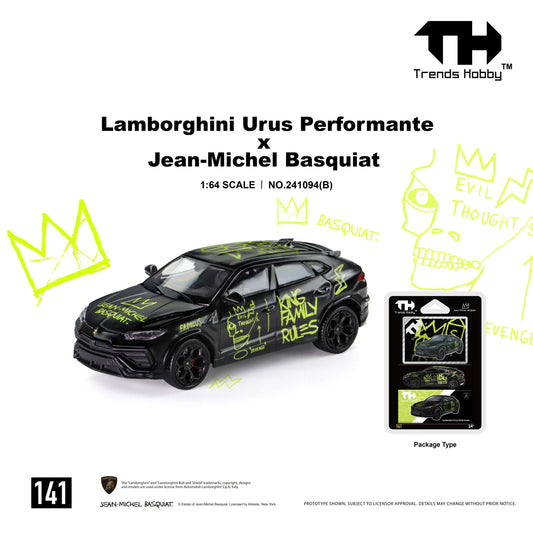 (PRE-ORDER) Trends Hobby 1:64 Lamborghini Urus Performance & Basquiat Black (Blister Pack with a Collectible Card) 241094(B)