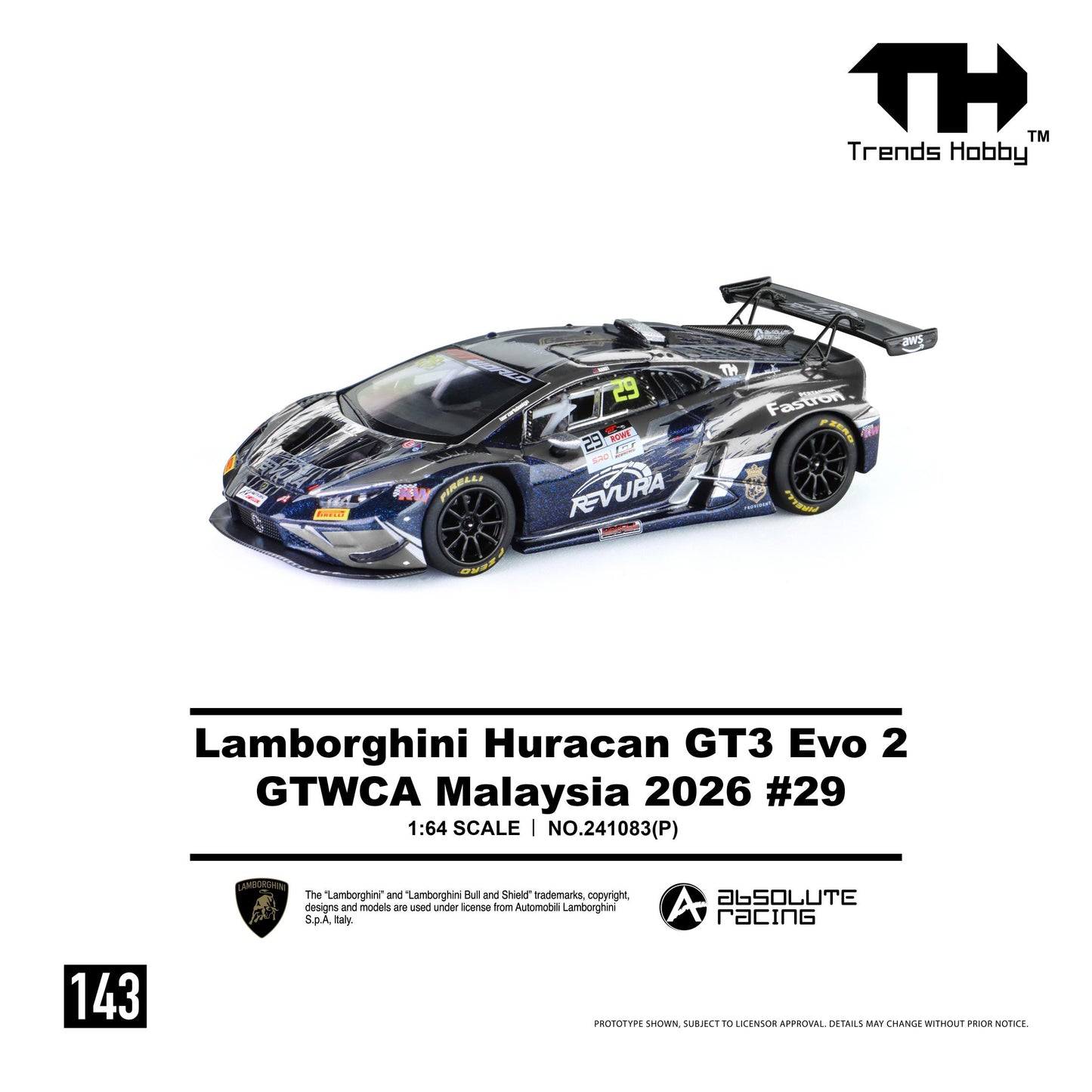 (PRE-ORDER) Trends Hobby 1:64 Lamborghini Huracan GT3 EVO2 - GTWCA Malaysia 2026 #29 (Paper Box) 241083(P)