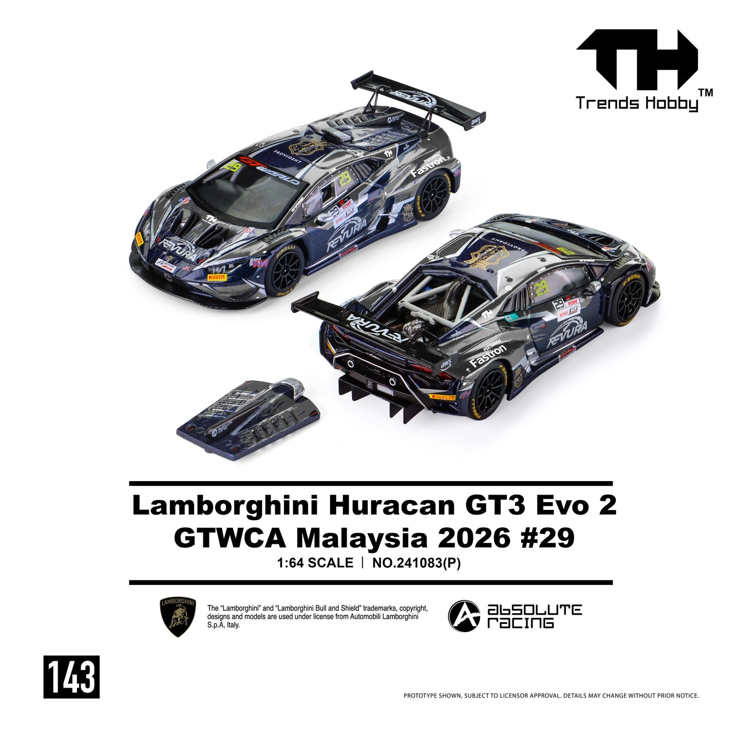 (PRE-ORDER) Trends Hobby 1:64 Lamborghini Huracan GT3 EVO2 - GTWCA Malaysia 2026 #29 (Paper Box) 241083(P)