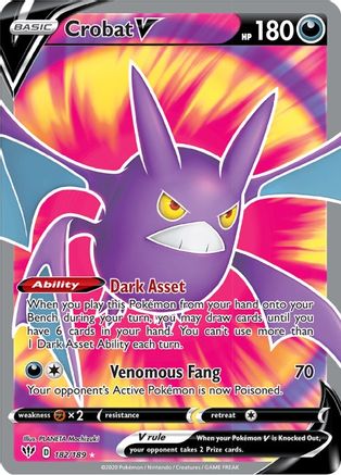 Crobat V (Full Art) 182/189 - SWSH03 Darkness Ablaze Holofoil
