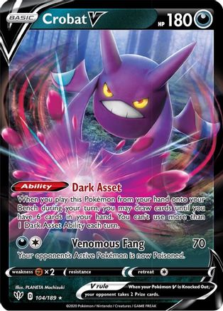 Crobat V 104/189 - SWSH03 Darkness Ablaze Holofoil