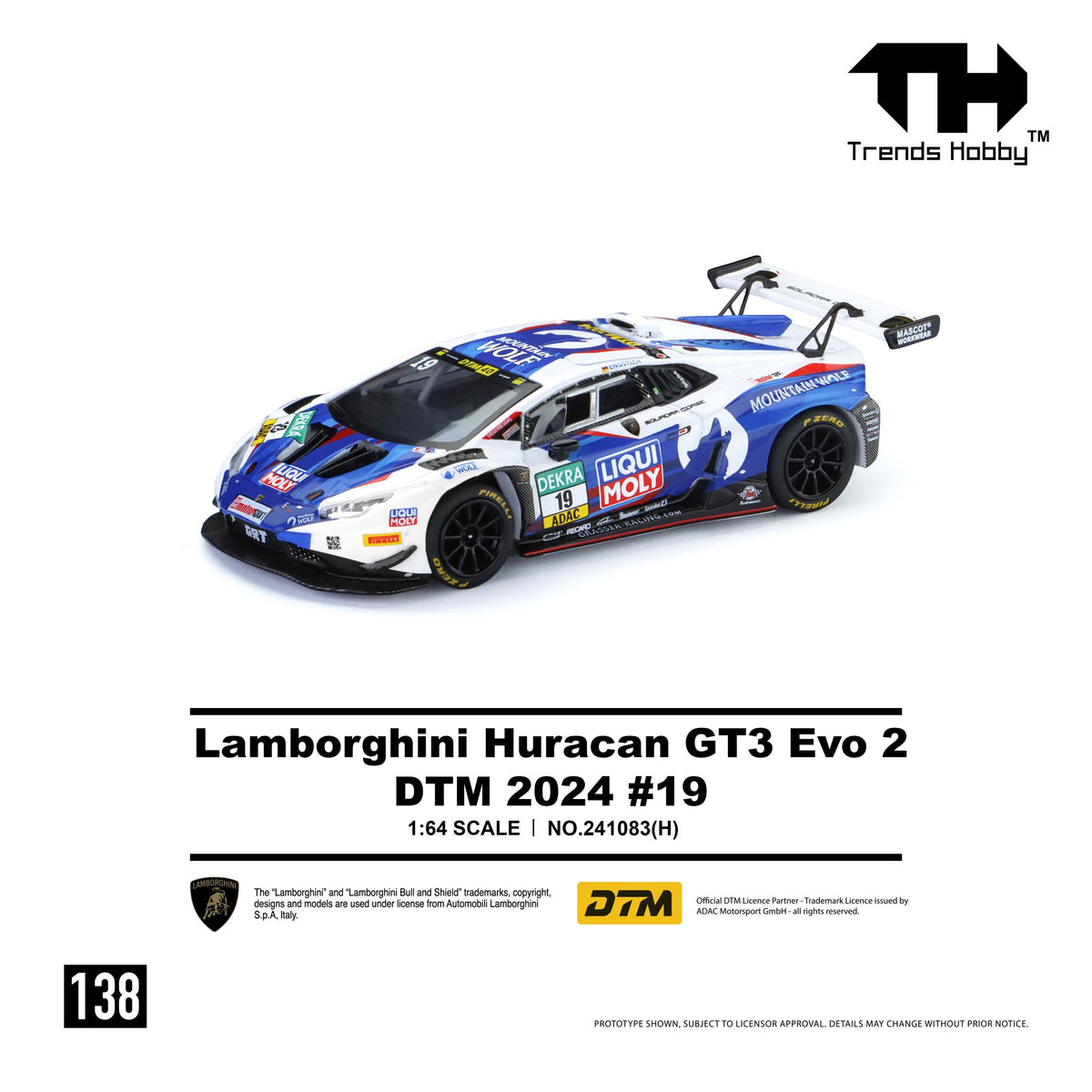 (PRE-ORDER) Trends Hobby 1:64 Lamborghini Huracan GT3 EVO2 - DTM 2024 #19 241083(H)