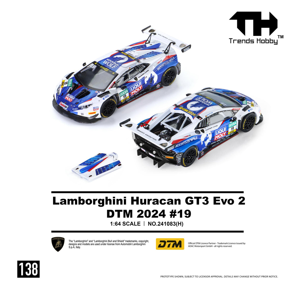 (PRE-ORDER) Trends Hobby 1:64 Lamborghini Huracan GT3 EVO2 - DTM 2024 #19 241083(H)