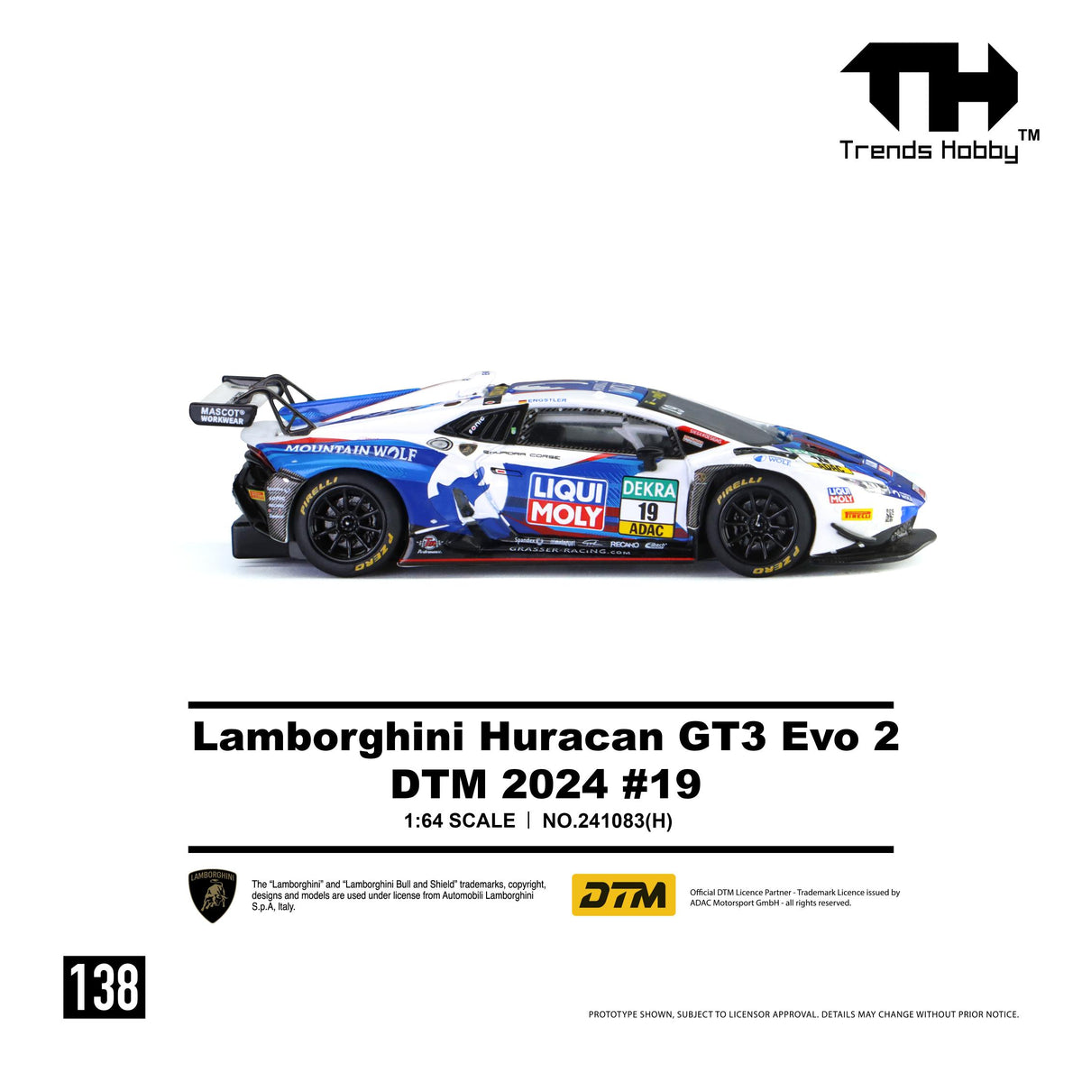 (PRE-ORDER) Trends Hobby 1:64 Lamborghini Huracan GT3 EVO2 - DTM 2024 #19 241083(H)