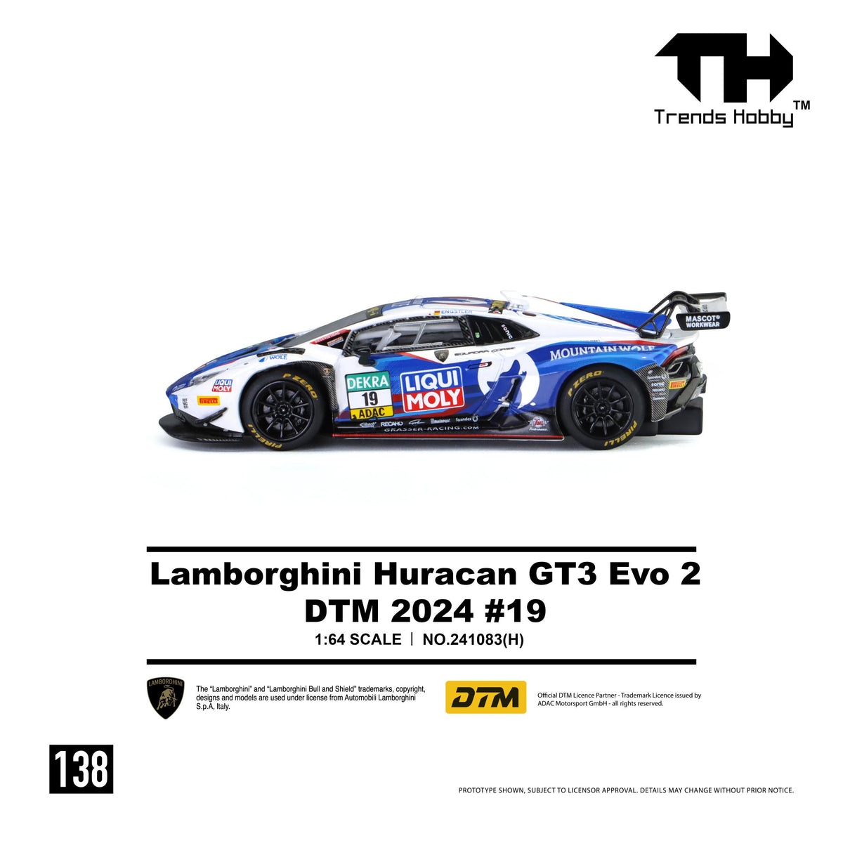 (PRE-ORDER) Trends Hobby 1:64 Lamborghini Huracan GT3 EVO2 - DTM 2024 #19 241083(H)