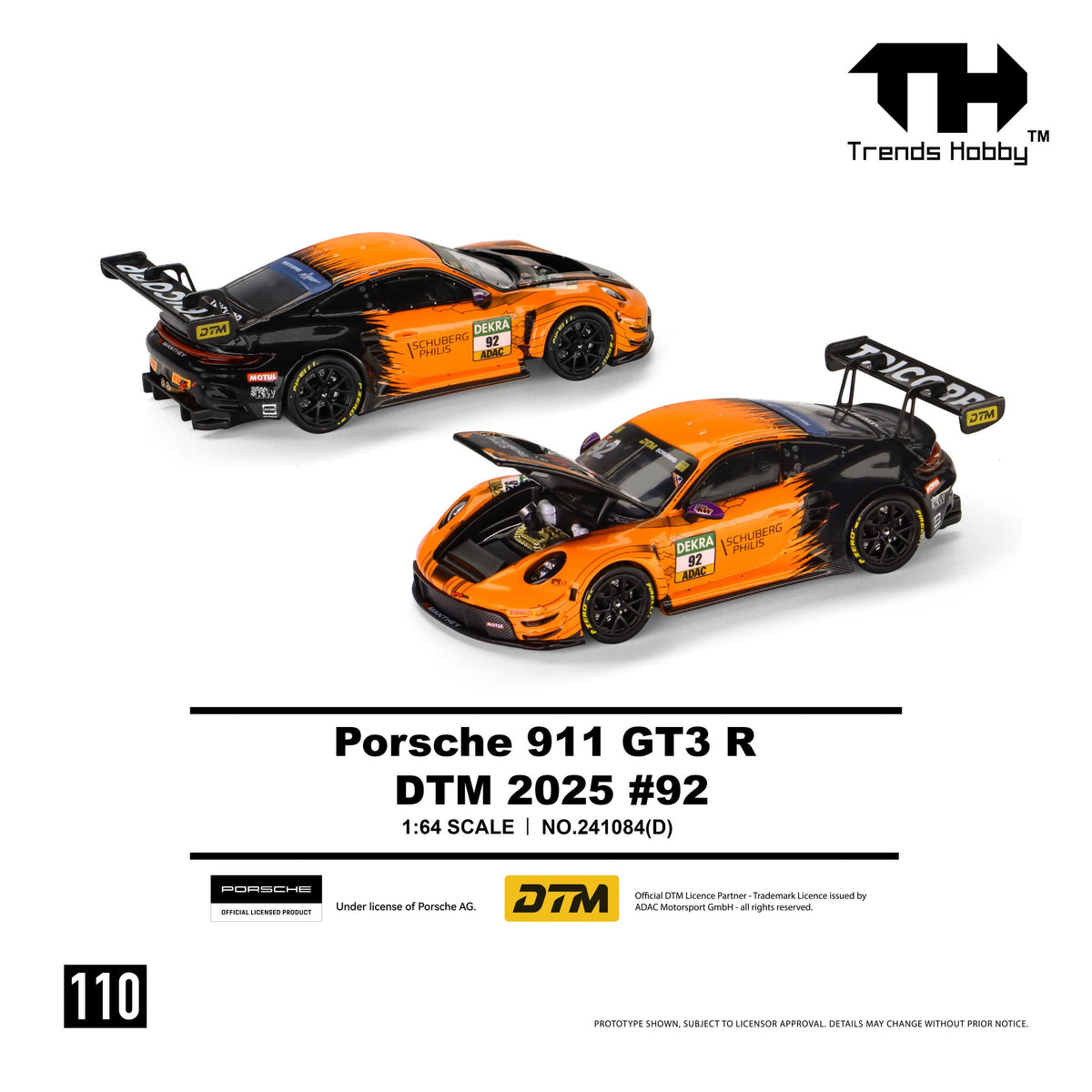 (PRE-ORDER) Trends Hobby 1:64 Porsche 911 GT3 R - DTM 2025 #92 241084(D)