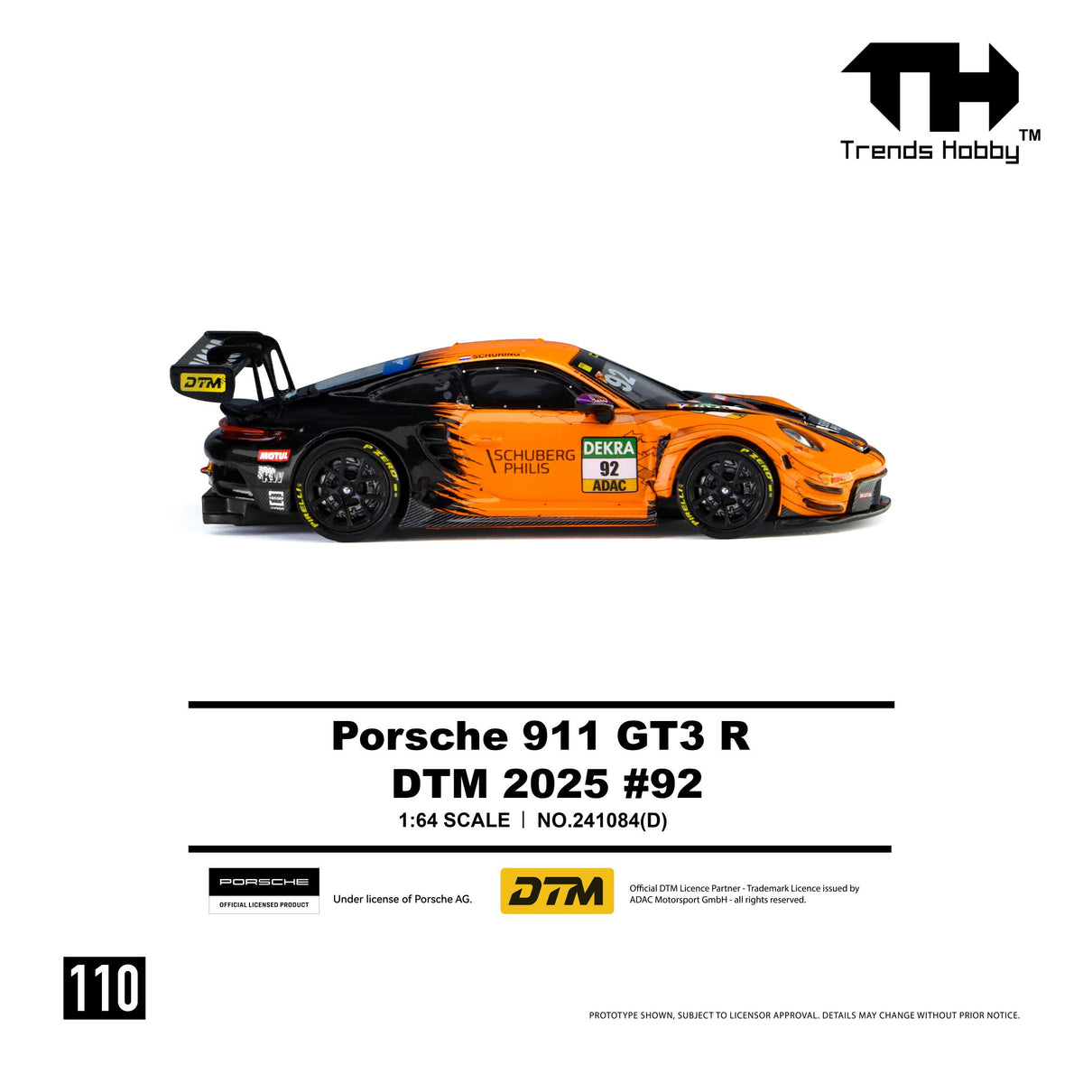 (PRE-ORDER) Trends Hobby 1:64 Porsche 911 GT3 R - DTM 2025 #92 241084(D)