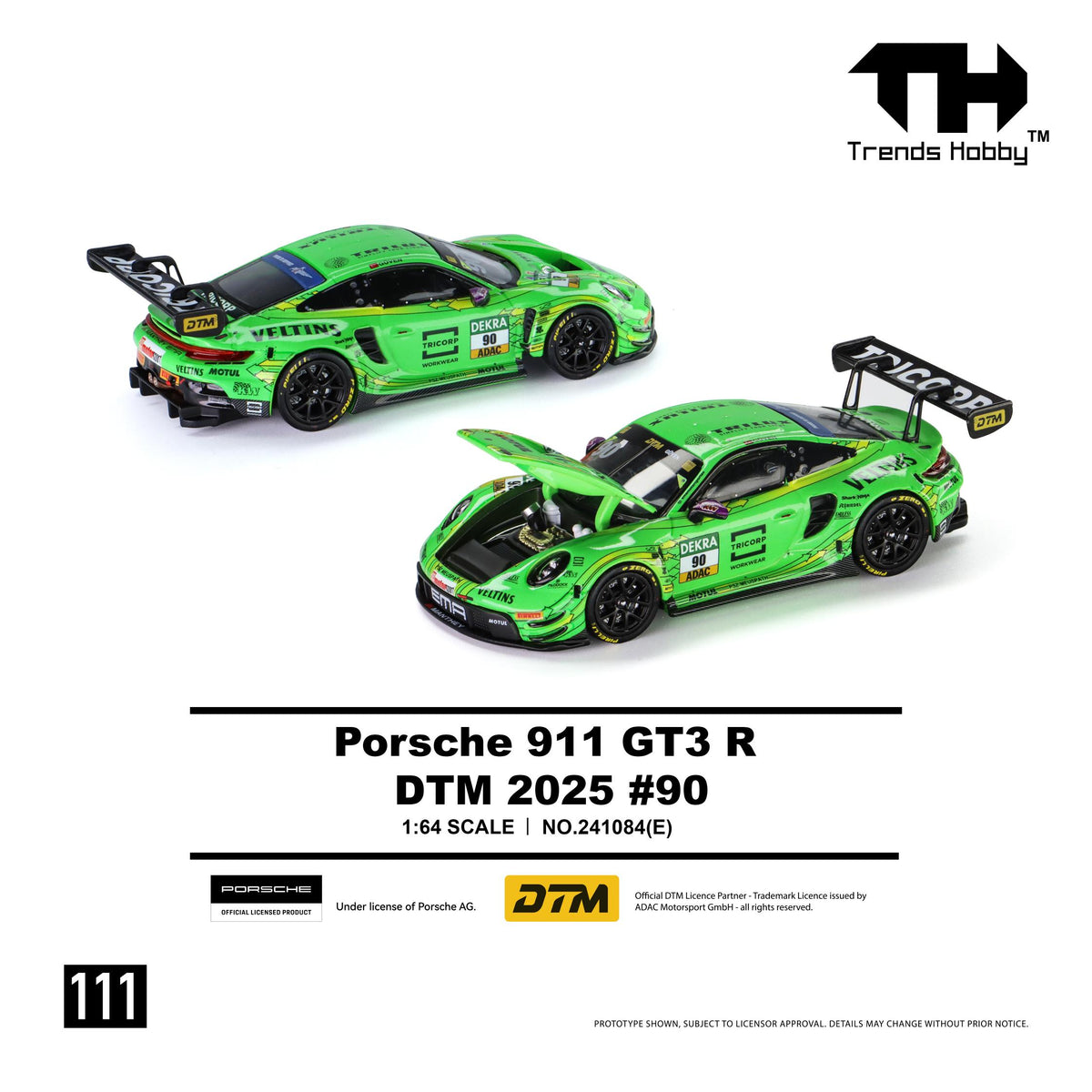 (PRE-ORDER) Trends Hobby 1:64 Porsche 911 GT3 R - DTM 2025 #90 241084(E)