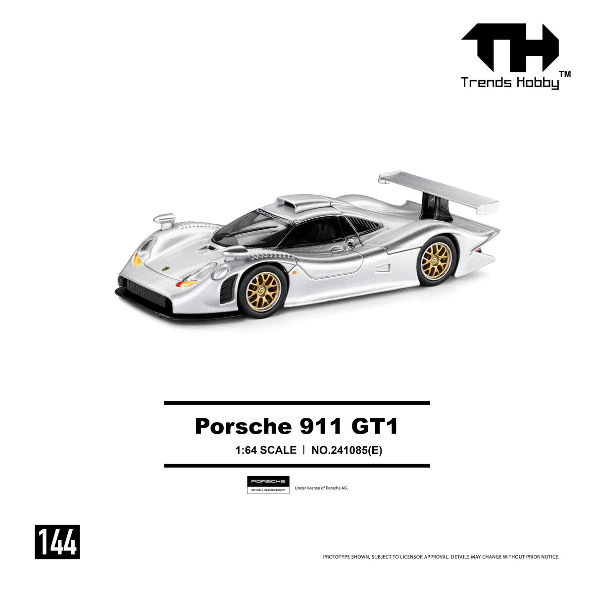 (PRE-ORDER) Trends Hobby 1:64 Porsche 911 GT1 1998 - Sliver 241085(E)