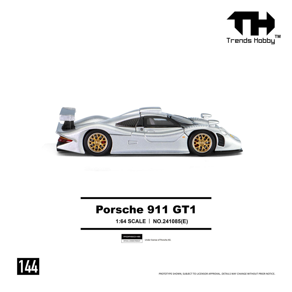 (PRE-ORDER) Trends Hobby 1:64 Porsche 911 GT1 1998 - Sliver 241085(E)
