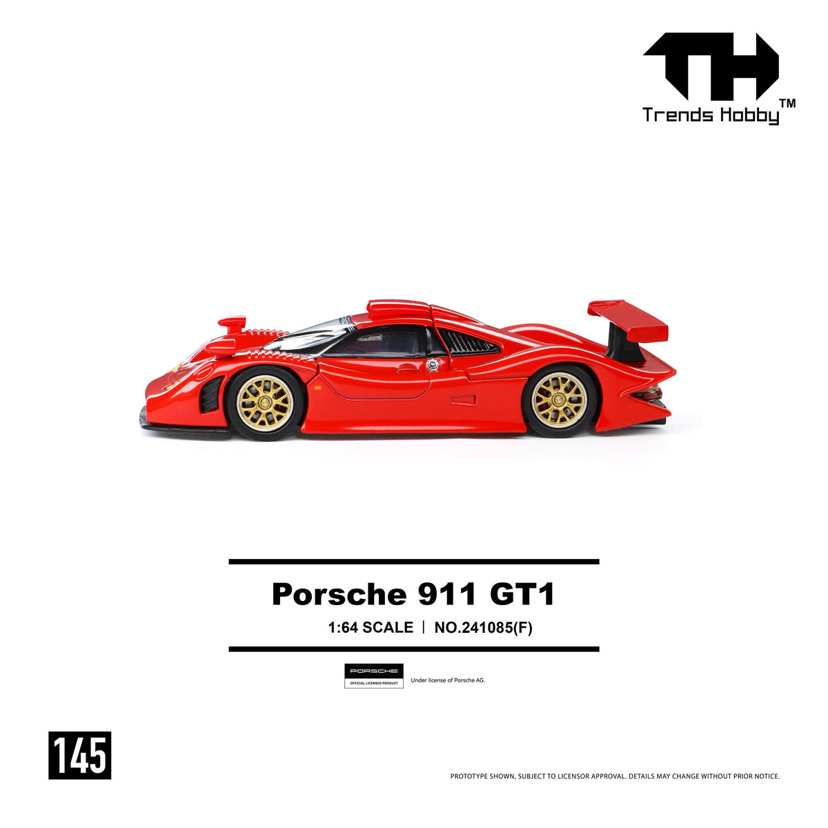 (PRE-ORDER) Trends Hobby 1:64 Porsche 911 GT1 1998 - Red 241085(F)