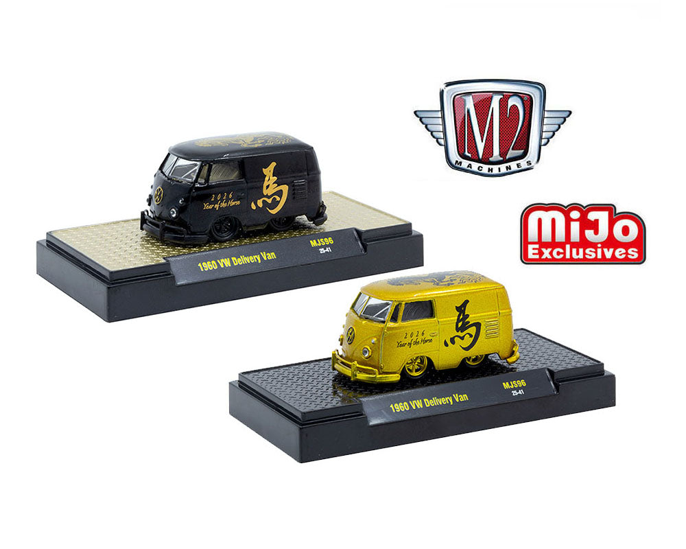 (PRE-ORDER) M2 Machines 1:64 1960 Volkswagen Delivery Van “2026 Year Of The Horse” Limited Edition 2,026 Pieces Each – MiJo Exclusives Set of 2