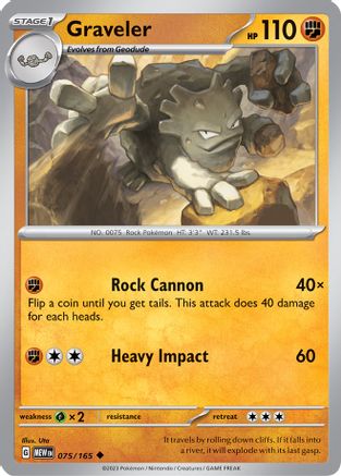 Graveler 75 - SV Scarlet & Violet 151 Reverse Holofoil