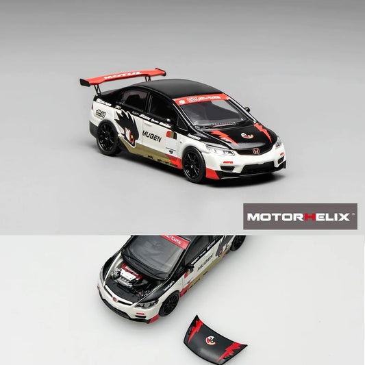 (PRE-ORDER) Motorhelix 1:64 Honda Civic TYPE R (FD2) MUGEN LIVERY WHITE M65406