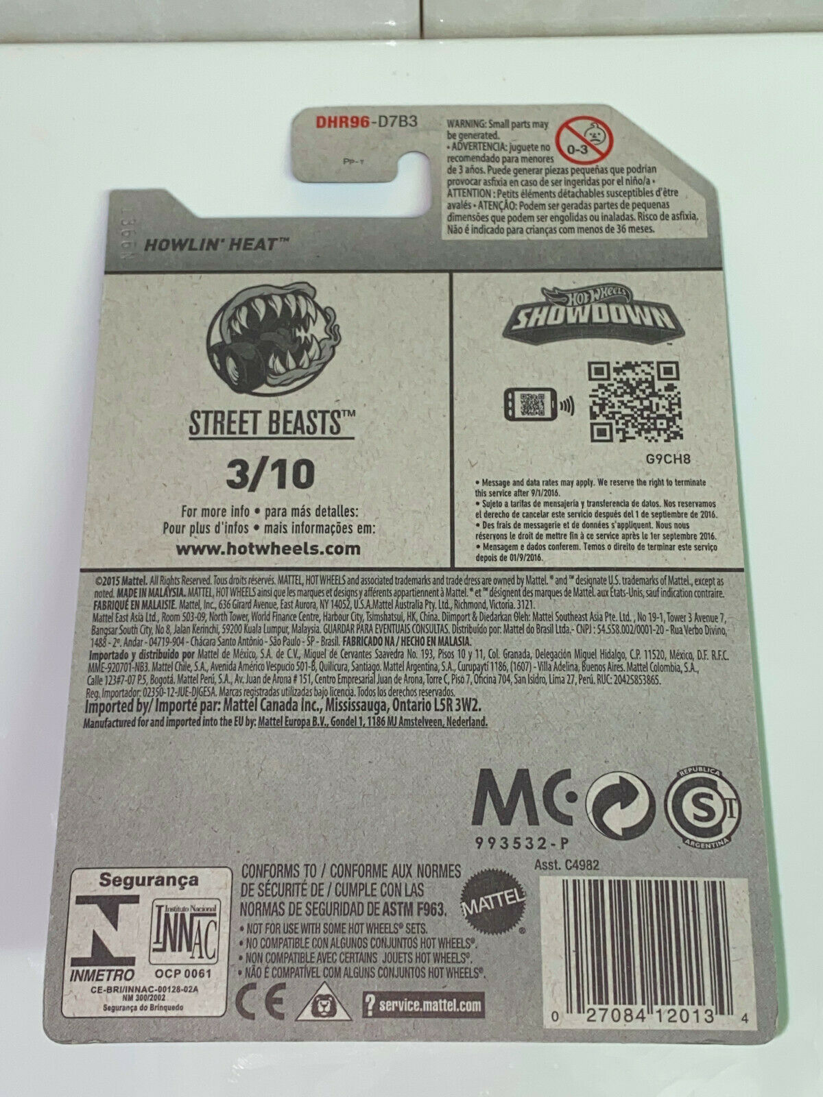 2016 Hot Wheels Treasure Hunts Street Beasts Howlin' Heat International Card NIP