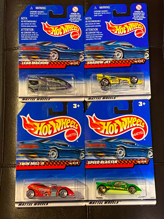 1999 Hot Wheels Game Over Series Full Set of 4 International Cards NIP VHTF