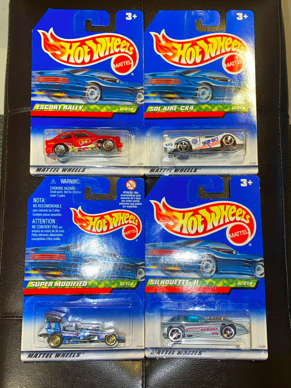 1999 Hot Wheels Classic Games Series Full Set of 4 International Cards NIP VHTF