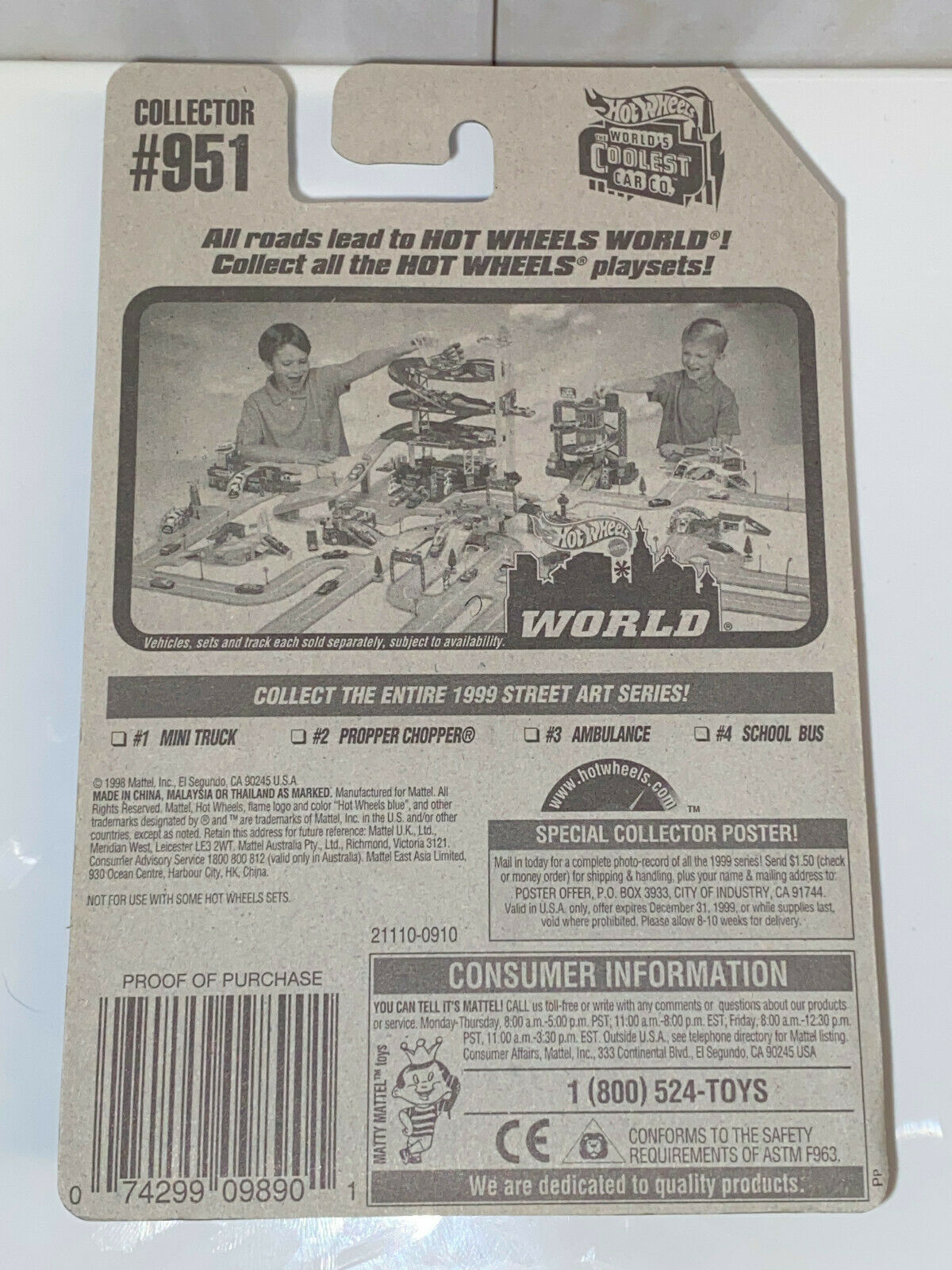 1999 Hot Wheels Street Art Series Full Set of 4 International Cards NIP VHTF