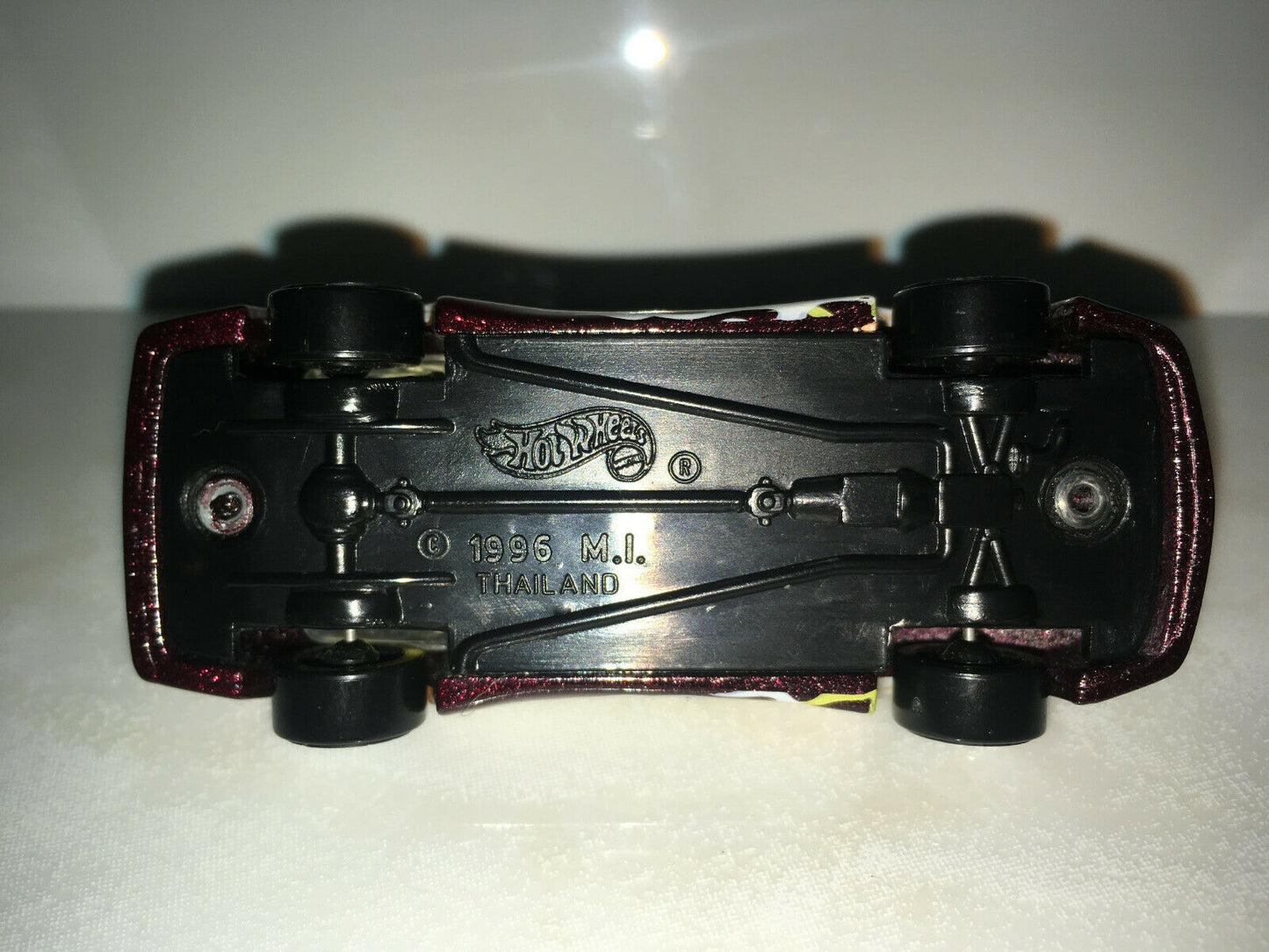 1996 Hot Wheels Car T-Bird Stocker Burgundy/Maroon w/Flames Loose