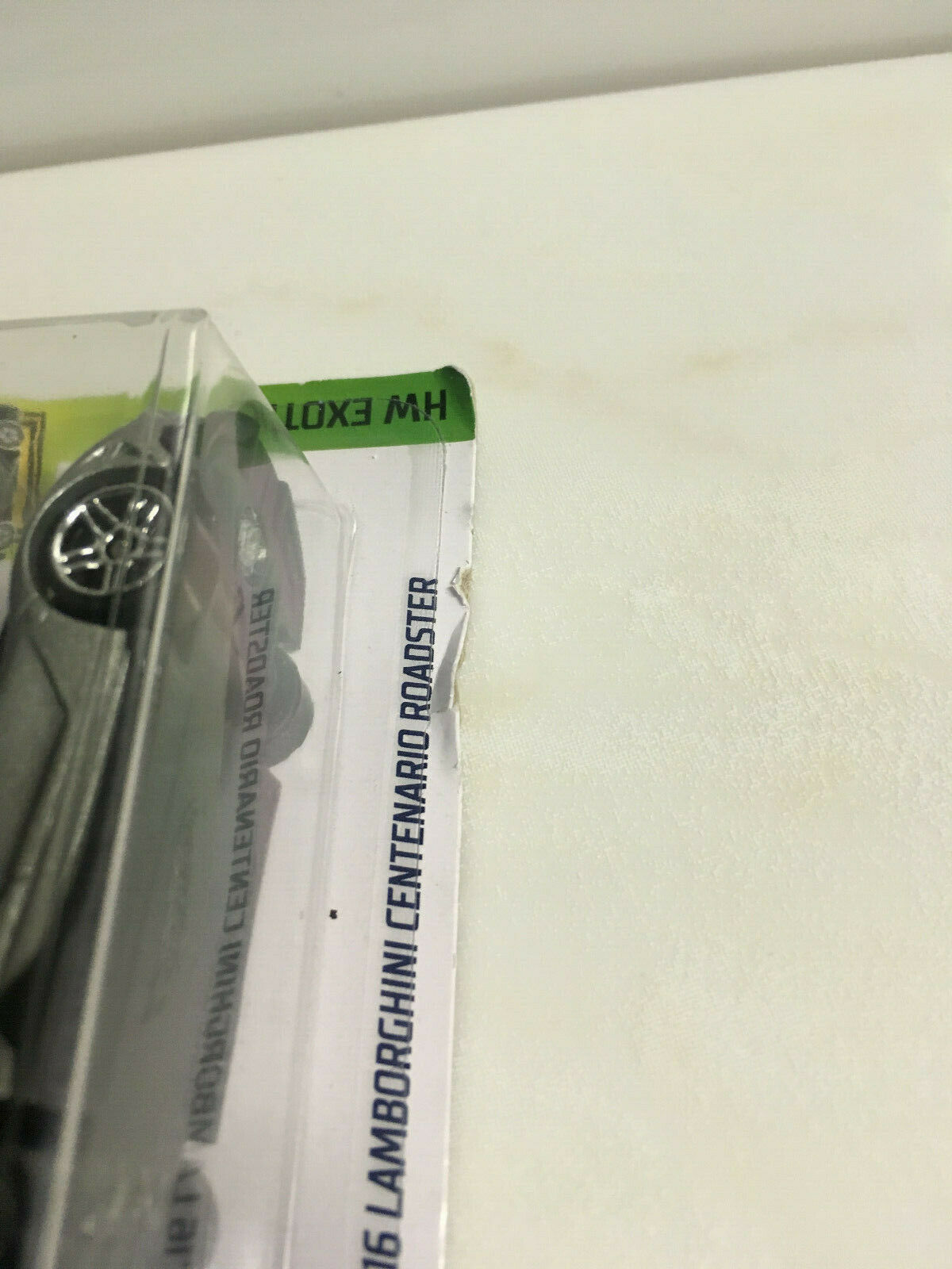 2019 Hot Wheels LAMBORGHINI Centenario Roadster (Soft Corners/Cracked Blister)