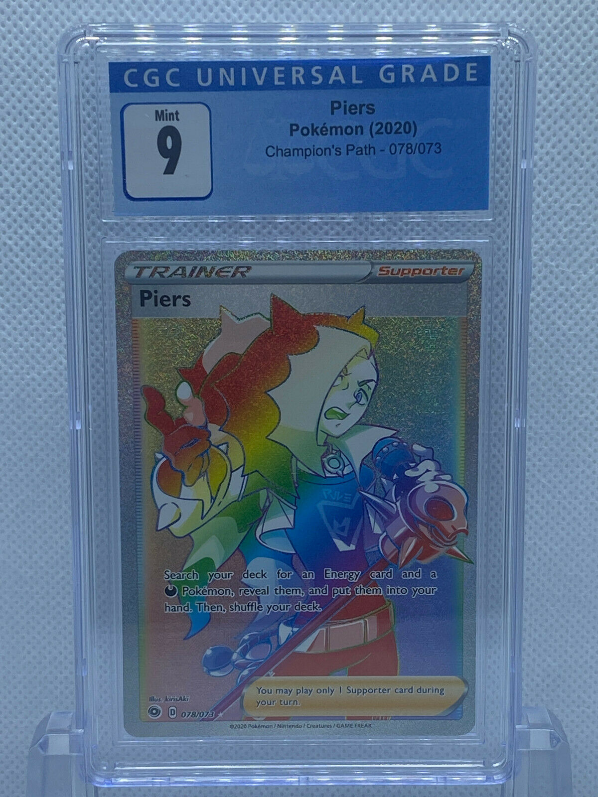 Pokémon Champion's Path (2020) Piers Rainbow 078/073 CGC Mint 9