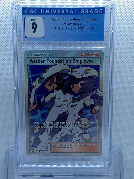 Pokémon Hidden Fates Shiny Vault SV81/SV94 Aether Foundation Employee CGC 9 Mint