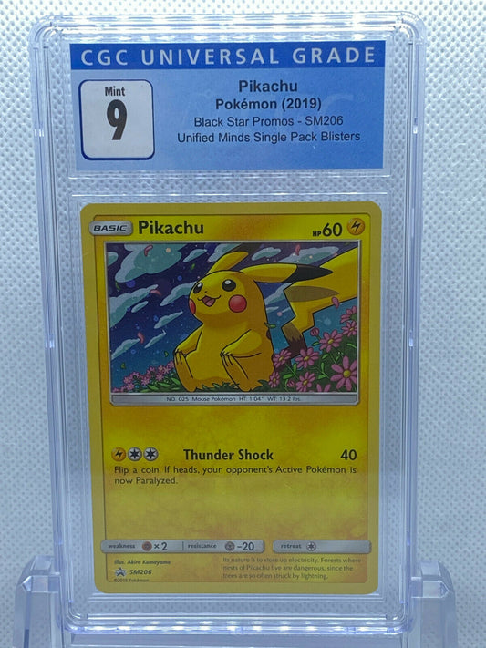 Pokémon Black Star Promos (2019) Pikachu Holo SM206 CGC 9 Mint