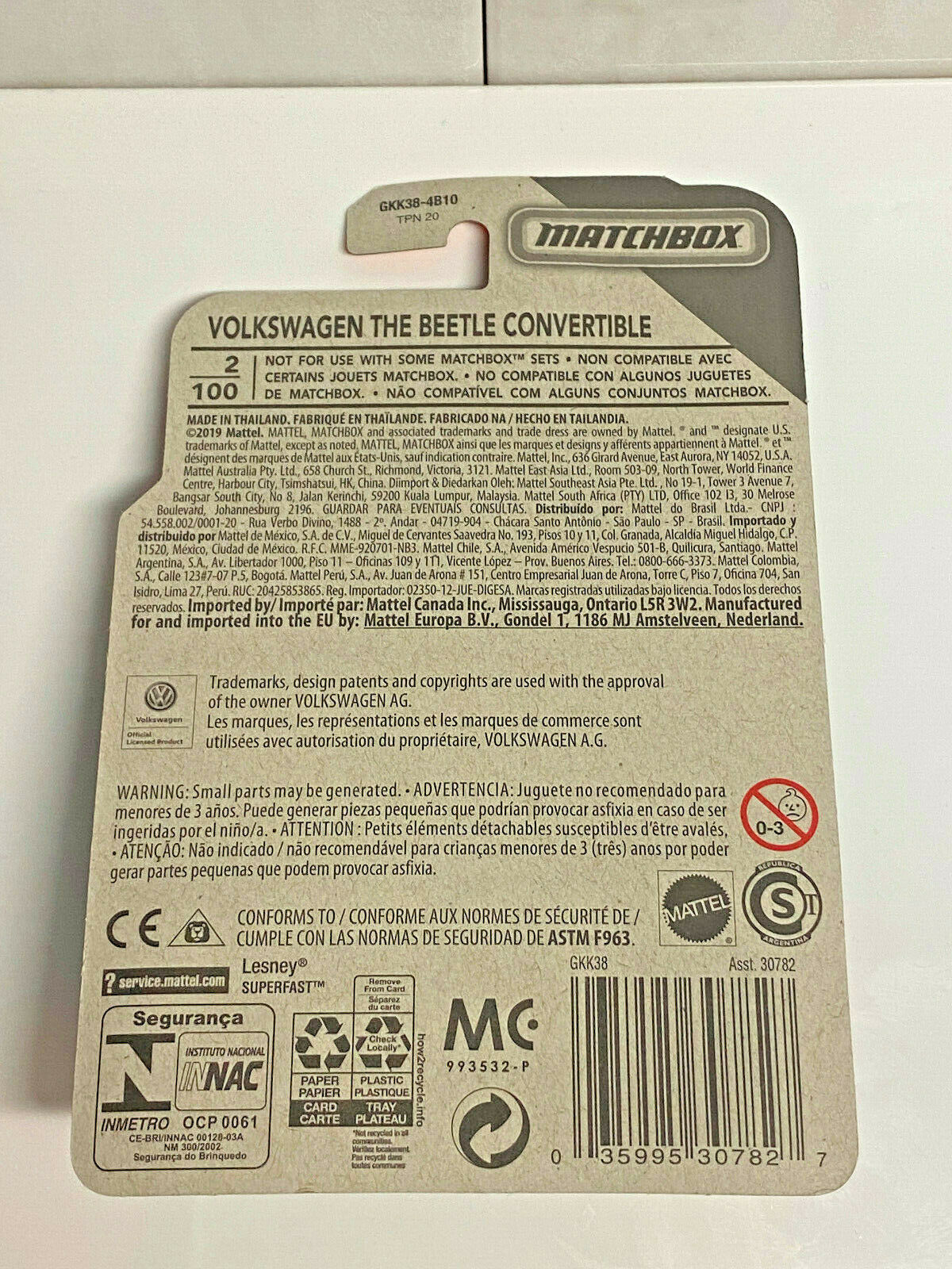 2020 Matchbox MBX City Volkswagen The Beetle Convertible #2/100 BLUE NIP
