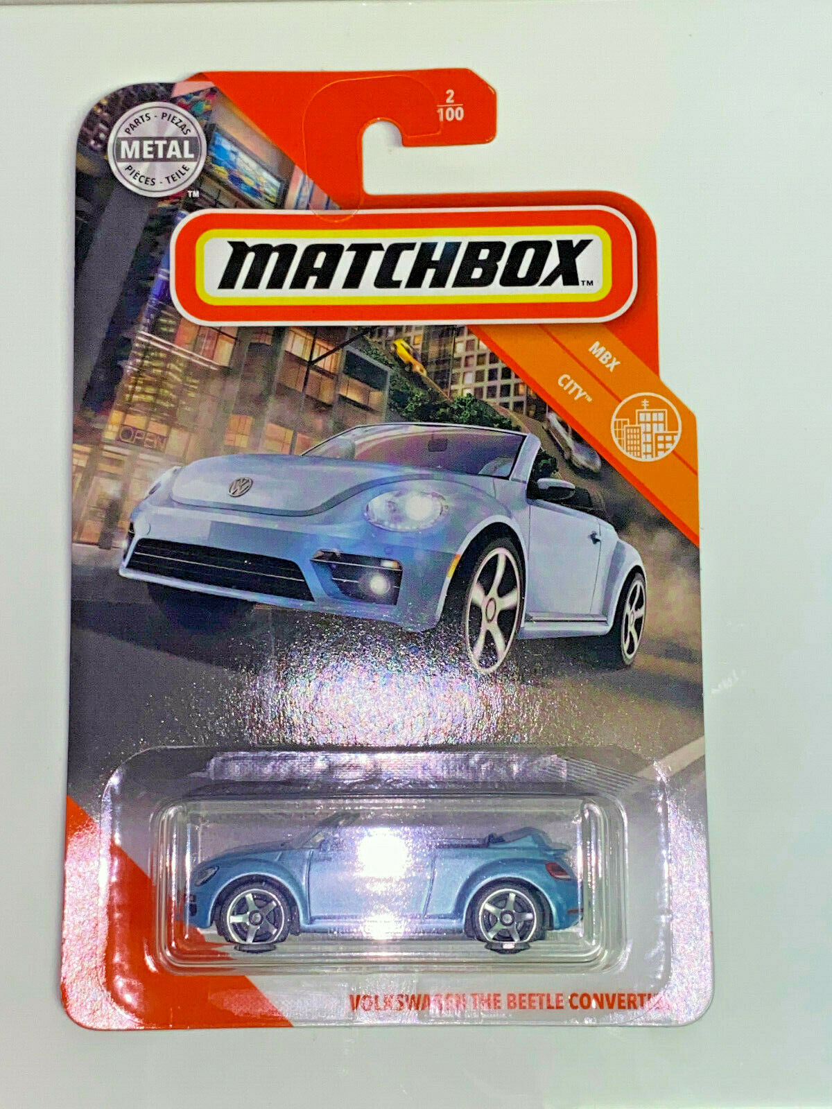 2020 Matchbox MBX City Volkswagen The Beetle Convertible #2/100 BLUE NIP