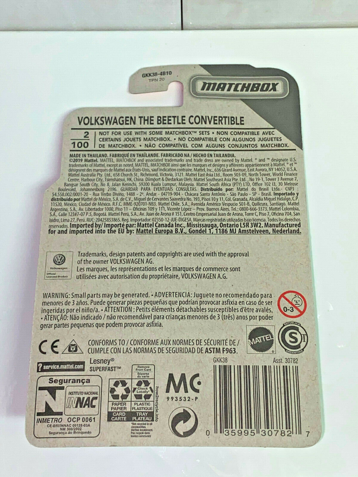 2020 Matchbox MBX City Volkswagen The Beetle Convertible #2/100 BLUE NIP