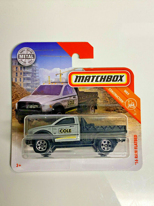 2020 Matchbox MBX Construction '16 Ram Flatbed Cole Construction Short Card NIP