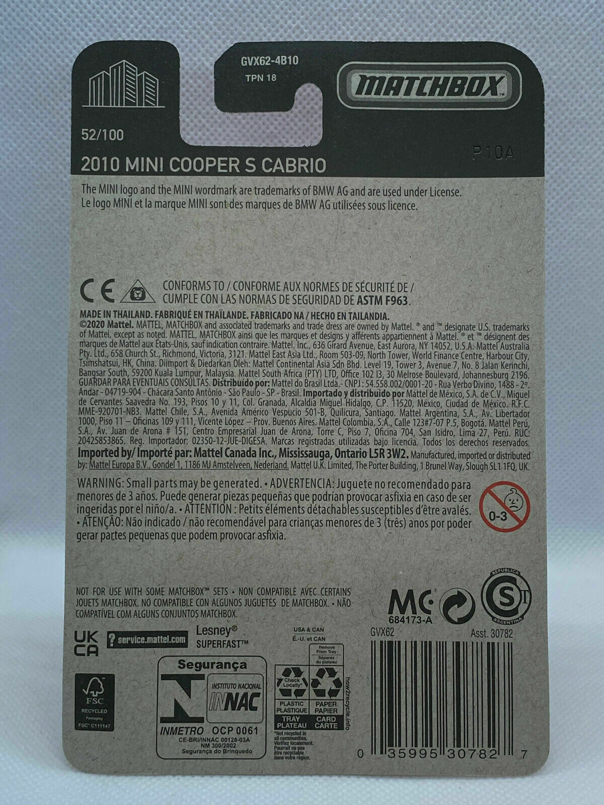 2021 Matchbox #52/100 2010 Mini Cooper S Cabrio NIP