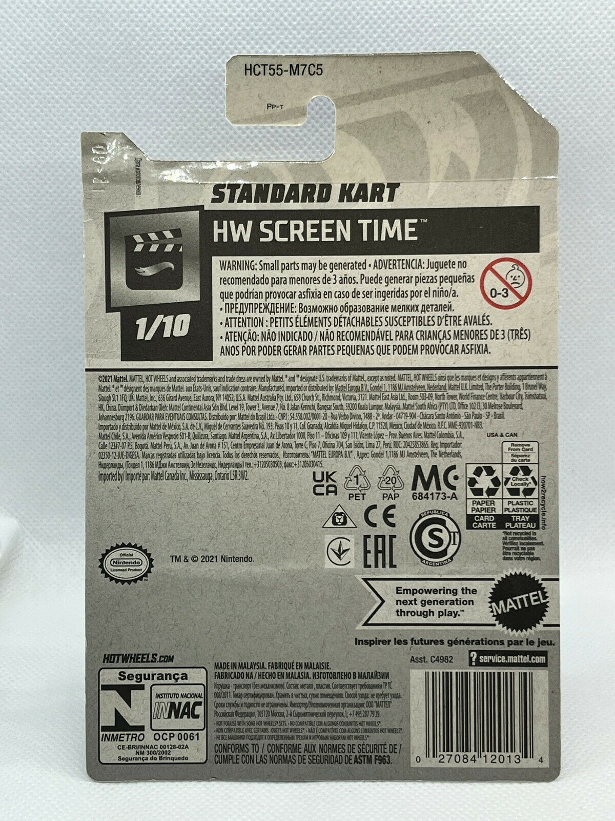 2022 Hot Wheels HW Screen Time 1/10 Mario Kart Standard Cart (Card Damage)