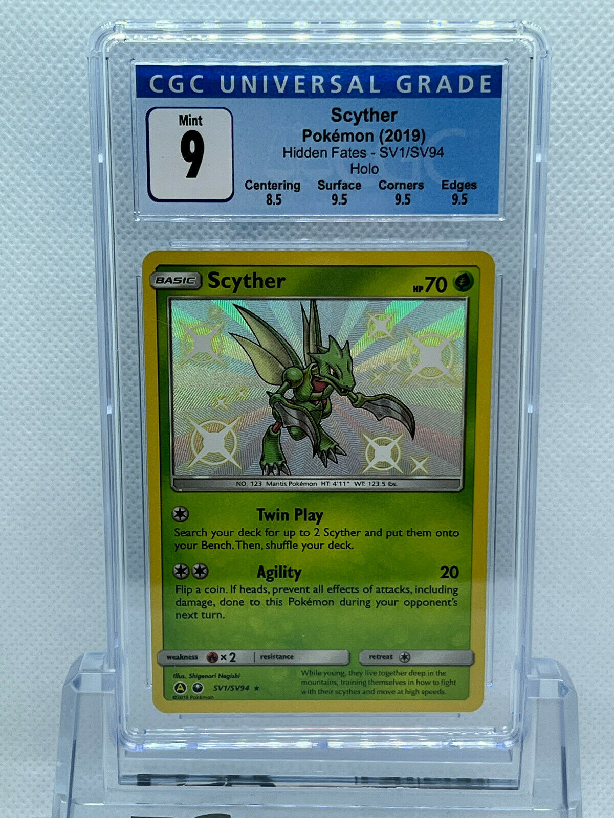 Pokémon Hidden Fates Shiny Vault SV1/SV94 Shiny Scyther CGC 9 Mint