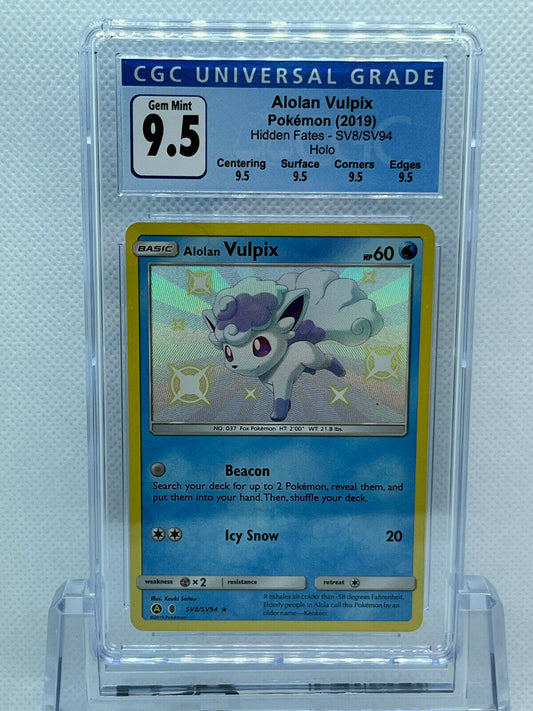 Pokémon Hidden Fates Shiny Vault SV8/SV94 Shiny Alolan Vulpix CGC 9.5 Gem Mint